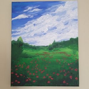 Acrylic painting - Poppy land